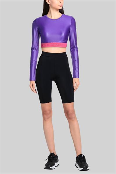 Versace Jeans Couture Kadın Uzun Kollu Logolu Bluz Mor