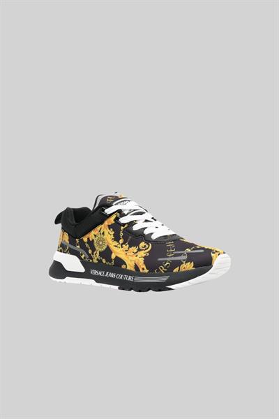 Versace Jeans Couture Erkek Barok Desenli Spor Ayakkabı Siyah