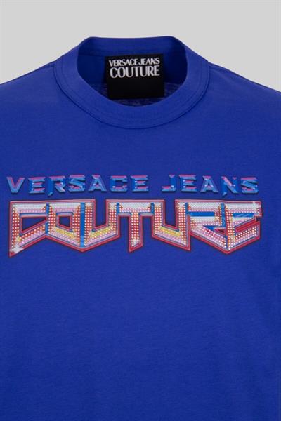 Versace Jeans Couture Erkek Bisiklet Yaka T-Shirt Mavi