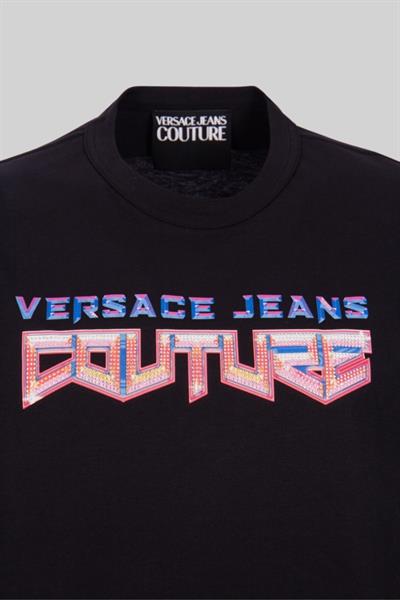 Versace Jeans Couture Erkek Bisiklet Yaka T-Shirt Siyah