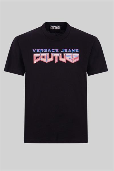 Versace Jeans Couture Erkek Bisiklet Yaka T-Shirt Siyah