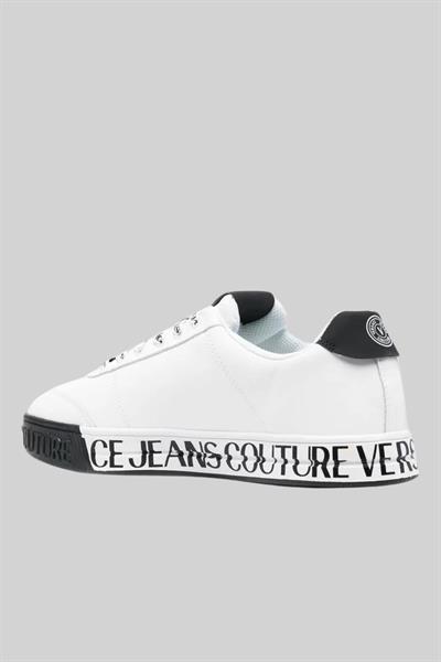 Versace Jeans Couture Erkek Logolu Deri Sneaker Ayakkabı Beyaz