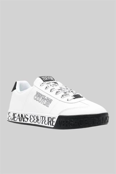 Versace Jeans Couture Erkek Logolu Deri Sneaker Ayakkabı Beyaz