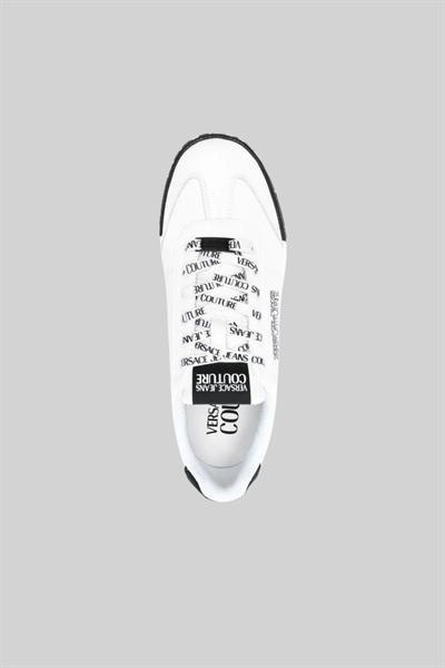 Versace Jeans Couture Erkek Logolu Deri Sneaker Ayakkabı Beyaz