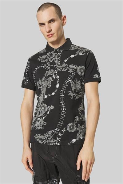 Versace Jeans Couture Erkek Polo Yaka T-Shirt Siyah