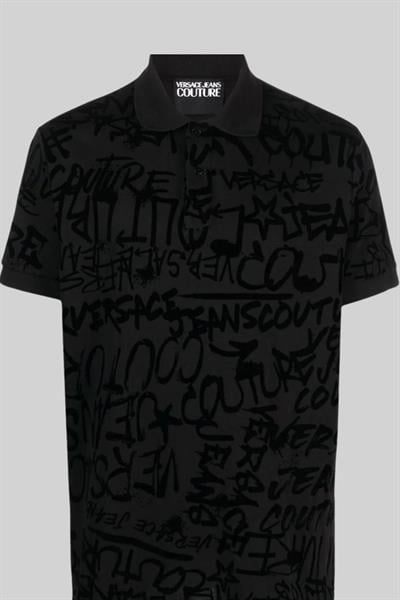 Versace Jeans Couture Erkek Polo Yaka T-Shirt Siyah 899