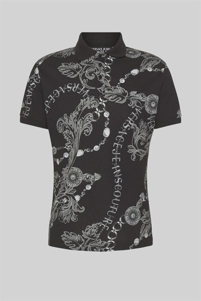 Versace Jeans Couture Erkek Polo Yaka T-Shirt Siyah