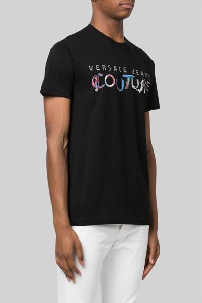 Versace Jeans Couture Erkek Regular Fit Bisiklet Yaka T-Shirt Siyah