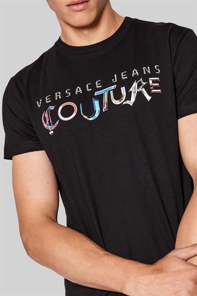 Versace Jeans Couture Erkek Regular Fit Bisiklet Yaka T-Shirt Siyah