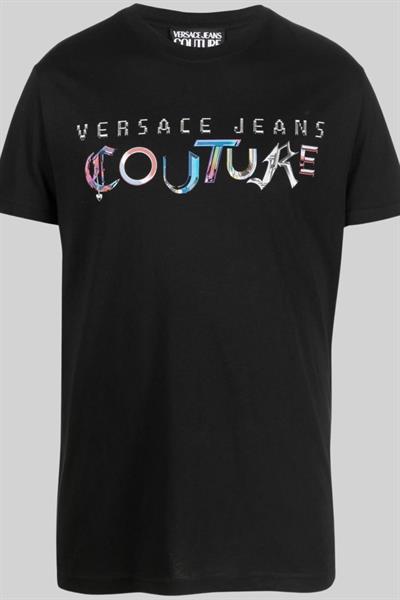 Versace Jeans Couture Erkek Regular Fit Bisiklet Yaka T-Shirt Siyah