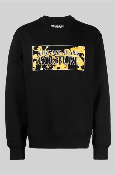 Versace Jeans Couture Erkek Relaxed Fit Bisiklet Yaka Baskılı Sweatshirt Siyah