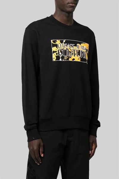 Versace Jeans Couture Erkek Relaxed Fit Bisiklet Yaka Baskılı Sweatshirt Siyah