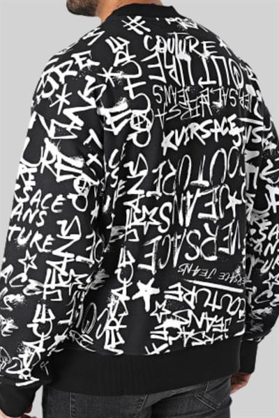 Versace Jeans Couture Erkek Uzun Kollu Baskılı Sweatshirt Siyah