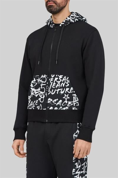 Versace Jeans Couture Erkek Uzun Kollu Fermuarlı Sweatshirt Siyah