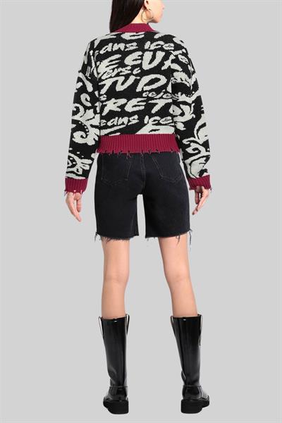 Versace Jeans Couture Kadın Balıkçı Yaka Kazak Siyah 1034