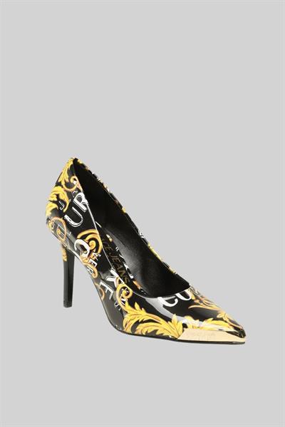 Versace Jeans Couture Kadın Barok Desenli Topuklu Ayakkabı Siyah