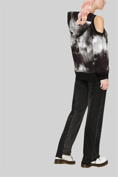 Versace Jeans Couture Kadın Batik Kapüşonlu Sweatshirt Siyah