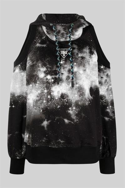 Versace Jeans Couture Kadın Batik Kapüşonlu Sweatshirt Siyah