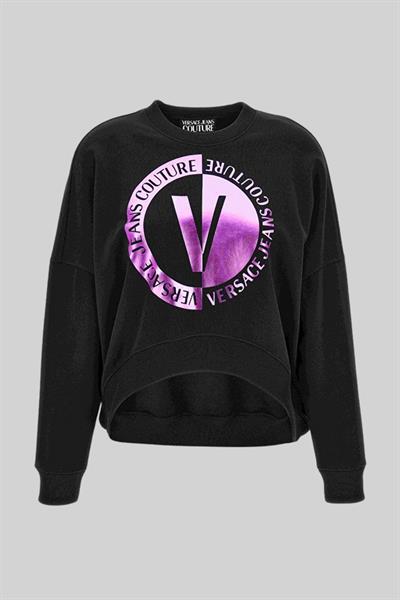 Versace Jeans Couture Kadın Bisiklet Yaka Baskılı Sweatshirt Siyah