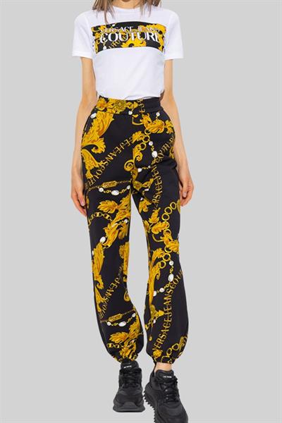 Versace Jeans Couture Kadın Bisiklet Yaka Baskılı T-Shirt Beyaz