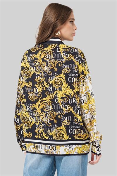 Versace Jeans Couture Kadın Desenli ve Geniş Yakalı Gömlek Siyah