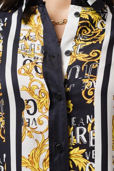 Versace Jeans Couture Kadın Desenli ve Geniş Yakalı Gömlek Siyah