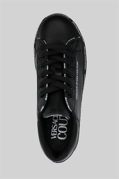 Versace Jeans Couture Kadın Logo Baskılı Deri Spor Ayakkabı Siyah