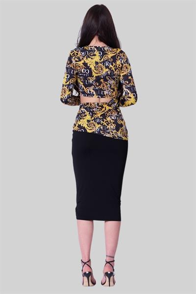 Versace Jeans Couture Kadın Logo Baskılı Midi Elbise Siyah