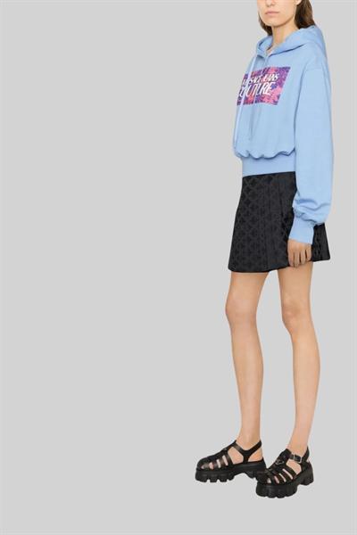 Versace Jeans Couture Kadın Logo Baskılı Kapüşonlu Sweatshirt Mavi