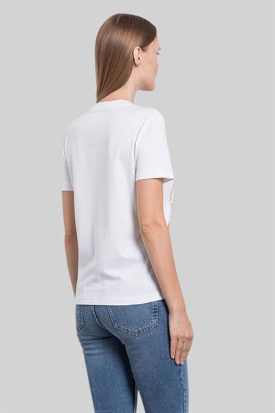 Versace Jeans Couture Kadın Logo Baskılı Pamuklu T-Shirt Beyaz