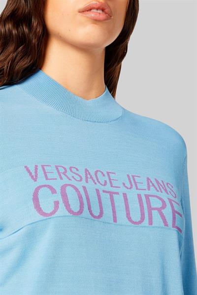 Versace Jeans Couture Kadın Logolu Kazak Mavi