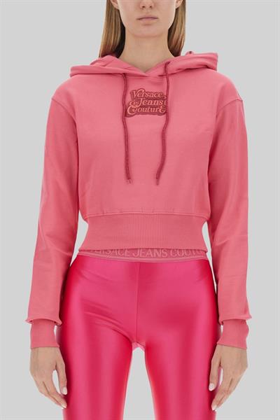 Versace Jeans Couture Kadın Logolu Kısa Kapüşonlu Sweatshirt Pembe