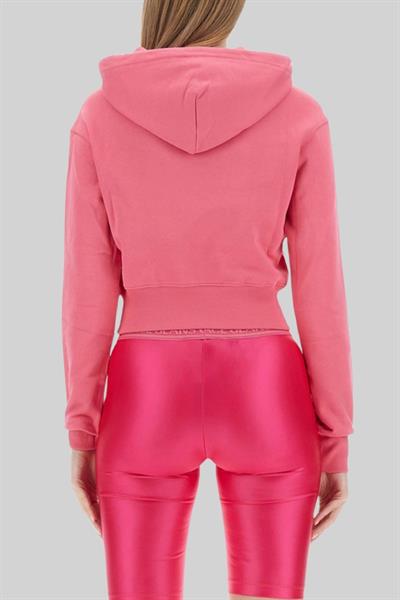 Versace Jeans Couture Kadın Logolu Kısa Kapüşonlu Sweatshirt Pembe