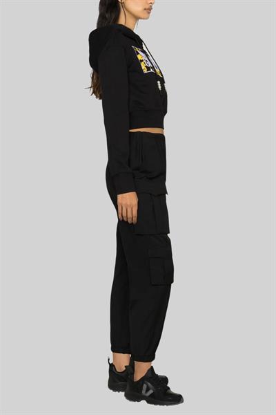 Versace Jeans Couture Kadın Logolu Kısa Kapüşonlu Sweatshirt Siyah