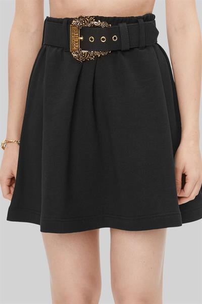 Versace Jeans Couture Kadın Regular Fit A Kesim Kemerli Mini Etek Siyah 899
