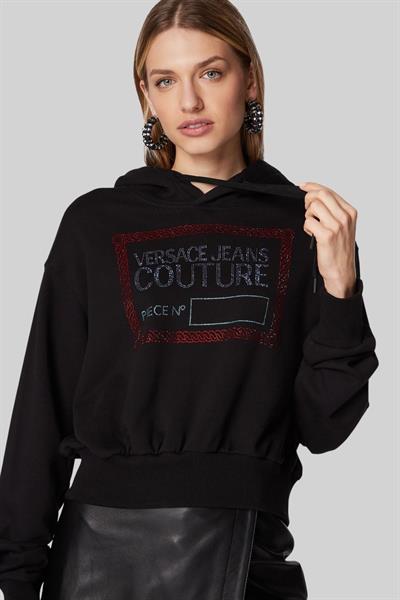 Versace Jeans Couture Kadın Regular Fit Uzun Kollu Kapüşonlu Sweatshirt Siyah 899