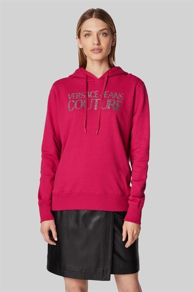 Versace Jeans Couture Kadın Regular Fit Logolu Simli Sweatshirt Pembe