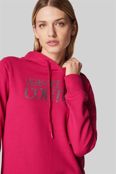 Versace Jeans Couture Kadın Regular Fit Logolu Simli Sweatshirt Pembe