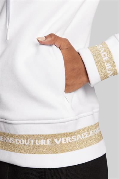 Versace Jeans Couture Kadın Regular Fit Kapüşonlu Fermuarlı Sweatshirt Beyaz