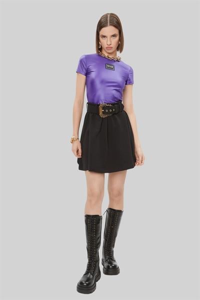 Versace Jeans Couture Kadın Regular Fit A Kesim Kemerli Mini Etek Siyah 899