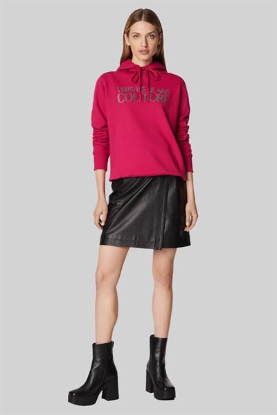 Versace Jeans Couture Kadın Regular Fit Logolu Simli Sweatshirt Pembe