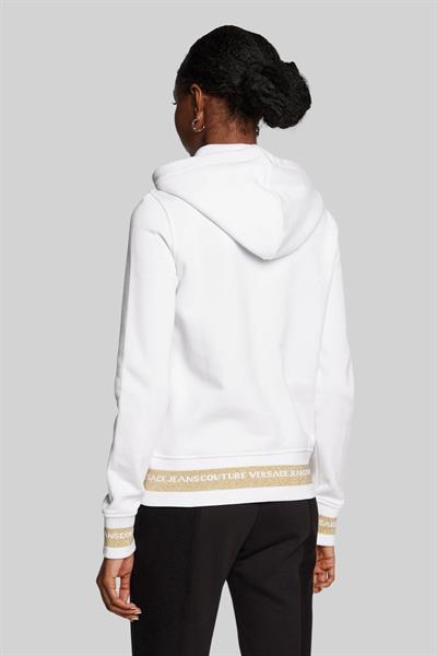 Versace Jeans Couture Kadın Regular Fit Kapüşonlu Fermuarlı Sweatshirt Beyaz