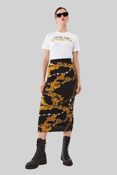 Versace Jeans Couture Kadın Regular Fit Baskılı T-Shirt Beyaz