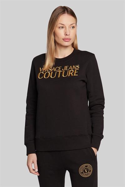 Versace Jeans Couture Kadın Regular Fit Logolu Sweatshirt Siyah