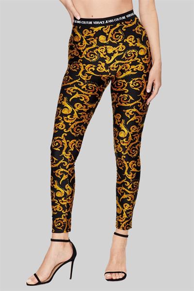 Versace Jeans Couture Kadın Regular Fit Baskılı Tayt Siyah