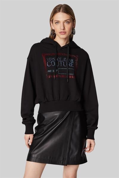 Versace Jeans Couture Kadın Regular Fit Uzun Kollu Kapüşonlu Sweatshirt Siyah 899
