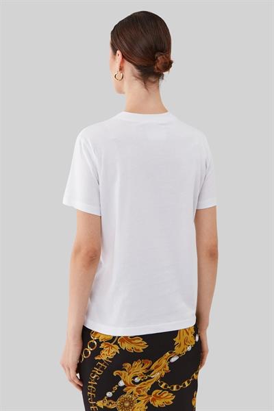 Versace Jeans Couture Kadın Regular Fit Baskılı T-Shirt Beyaz
