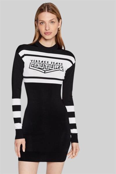 Versace Jeans Couture Kadın Slim Fit Mini Örme Elbise Siyah 1034
