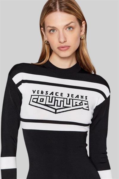 Versace Jeans Couture Kadın Slim Fit Mini Örme Elbise Siyah 1034