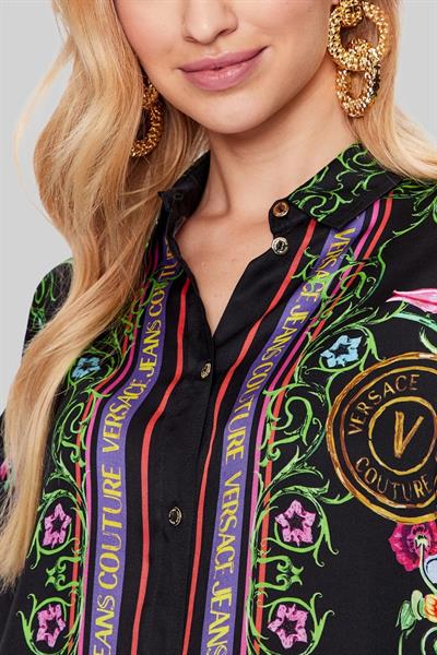 Versace Jeans Couture Kadın Regular Fit Uzun Kollu Gömlek Siyah